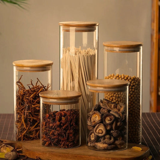 Bamboo-Covered Borosilicate Glass Food Storage Containers