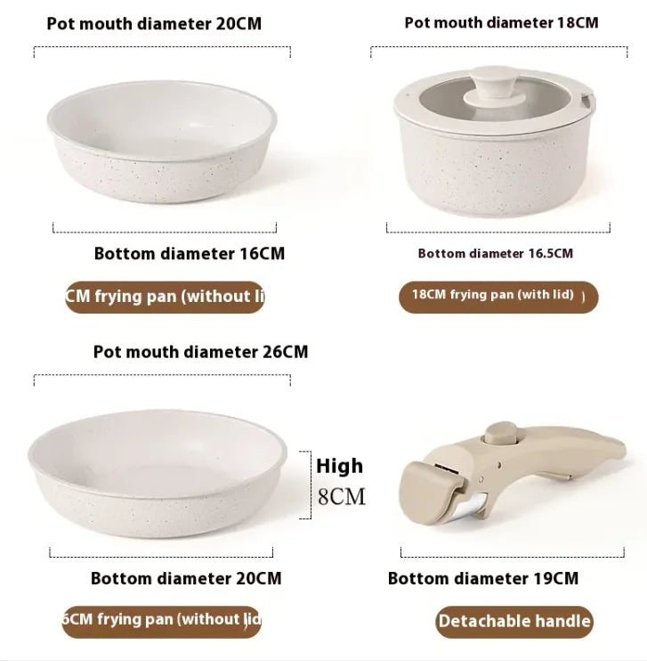 White Detachable Pan Set